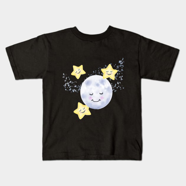 Moon and Stars Kids T-Shirt by Julie Townsend Studio